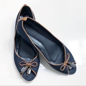 J. Crew Collection Blue Denim Peep Toe Flats 7